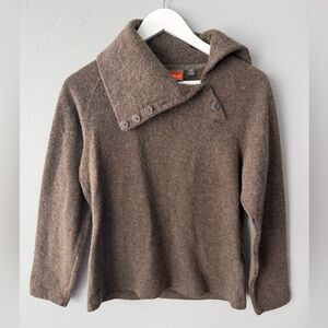 Merrell brown button cowl neck wool blend long sleeve knit sweater Women’s sz M